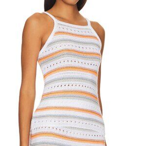 525 America Jinney Stripe Halter Open Knit Crochet Sweater Tank Cotton EUC - M